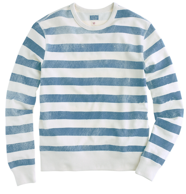 blue hoodie with white stripes